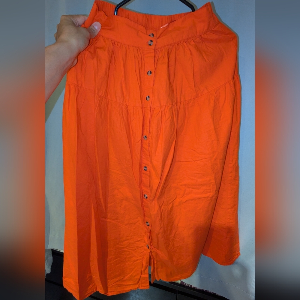 Madewell Skirt Womens Burnt Orange Button Down Midi Classic